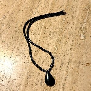 Black Hematite Necklace With Teardrop Stone